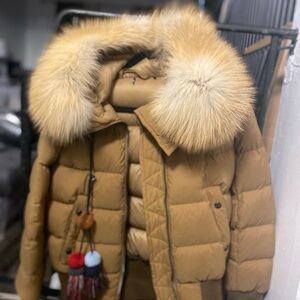 Peuterey Brown Puffer Jacket with Fur Trim